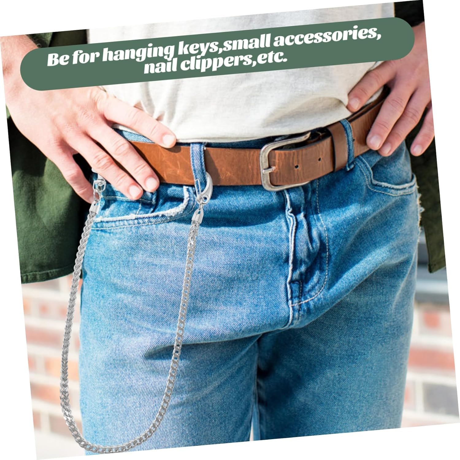 Tofficu Mens Pants Chain Sterling Silver Key Chain for Dance Boys Pocket Accessory