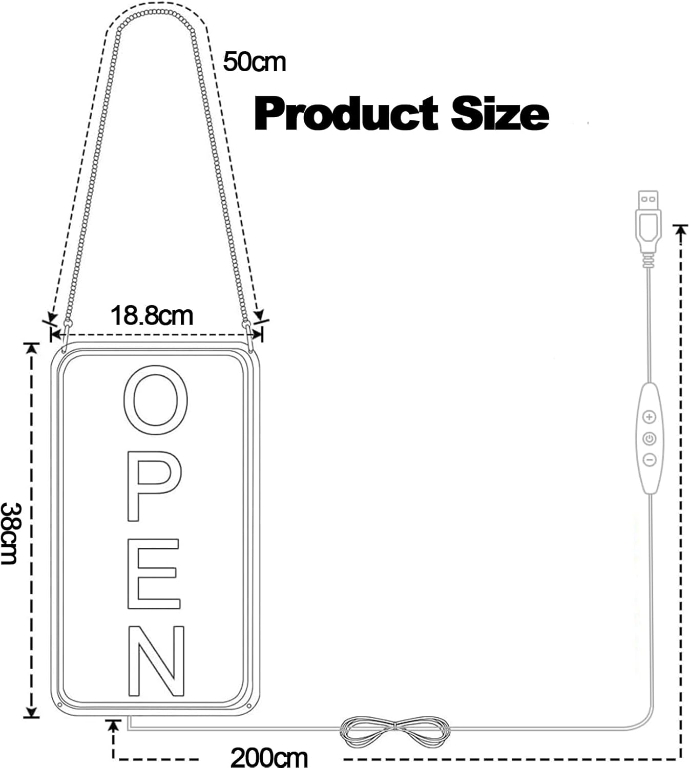 LED Neon Open Sign for Busines Signs,7.4"X15.9" LED Open Neonsigns Electric Display, Powered by USB for Bar, Gaming, Bedroom,Decoration, Coffee Shop,Hotel Etc,Vertical