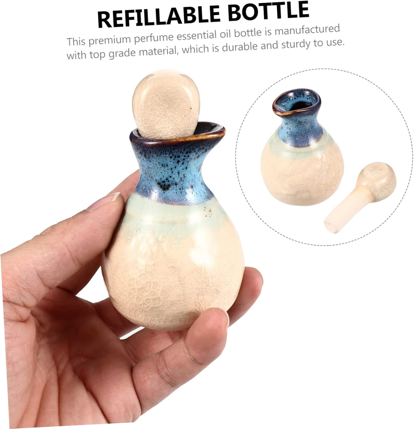 Beavorty Ceramic Essential Oil Perfume Bottle for Subpackaging Compact Dropper Bottle Spray Function for Travel Toiletry Needs image number 7