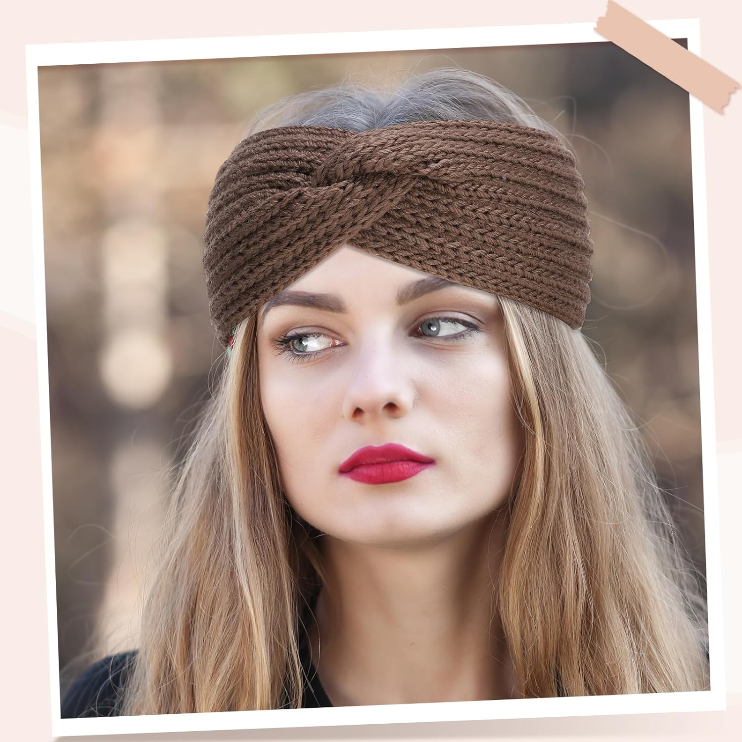 Pack of 4 Women'S Winter Knitted Ear Warmers Hair Band Thick Headbands Knitted Headbands Elastic for Women and Girls image number 5