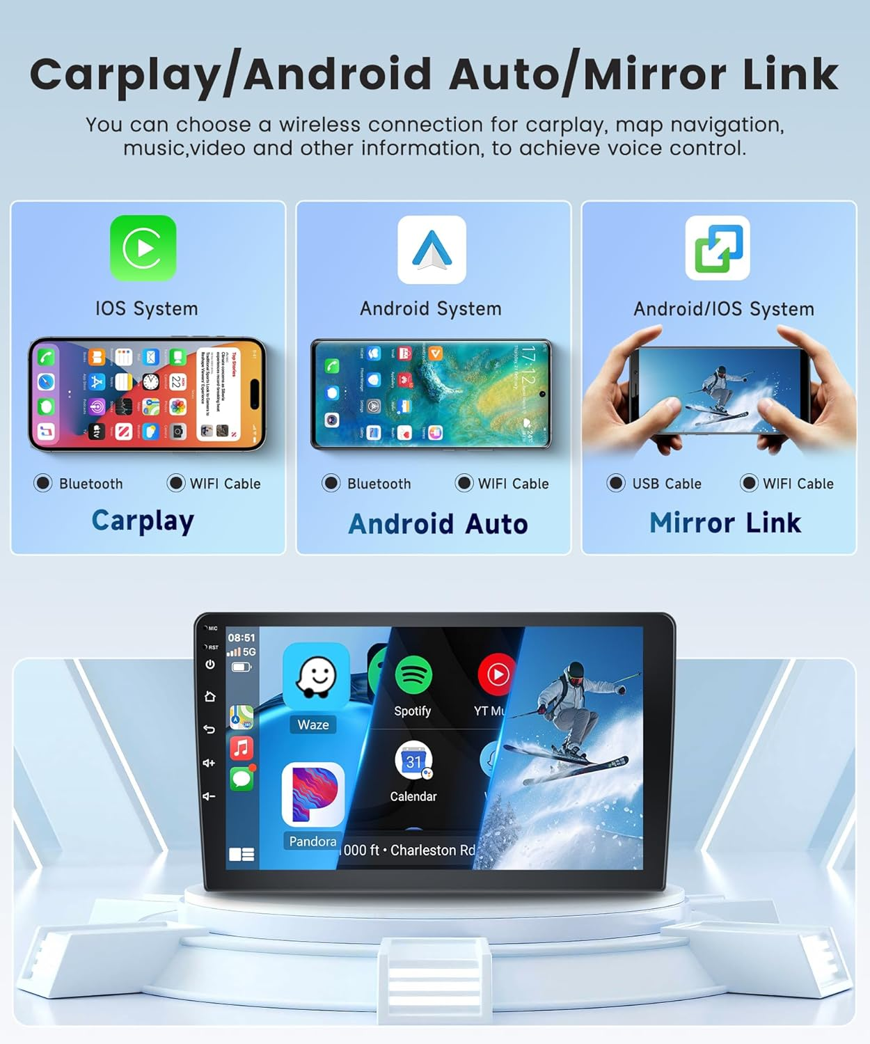 2G+64G for Subaru Forester Impreza WRX 2008-2012, Rimoody Android Car Stereo Radio Carplay Android Auto Mirror Link GPS Wifi EQ 10.1 Inch Touch Screen Bluetooth FM/RDS Backup Camera image number 5