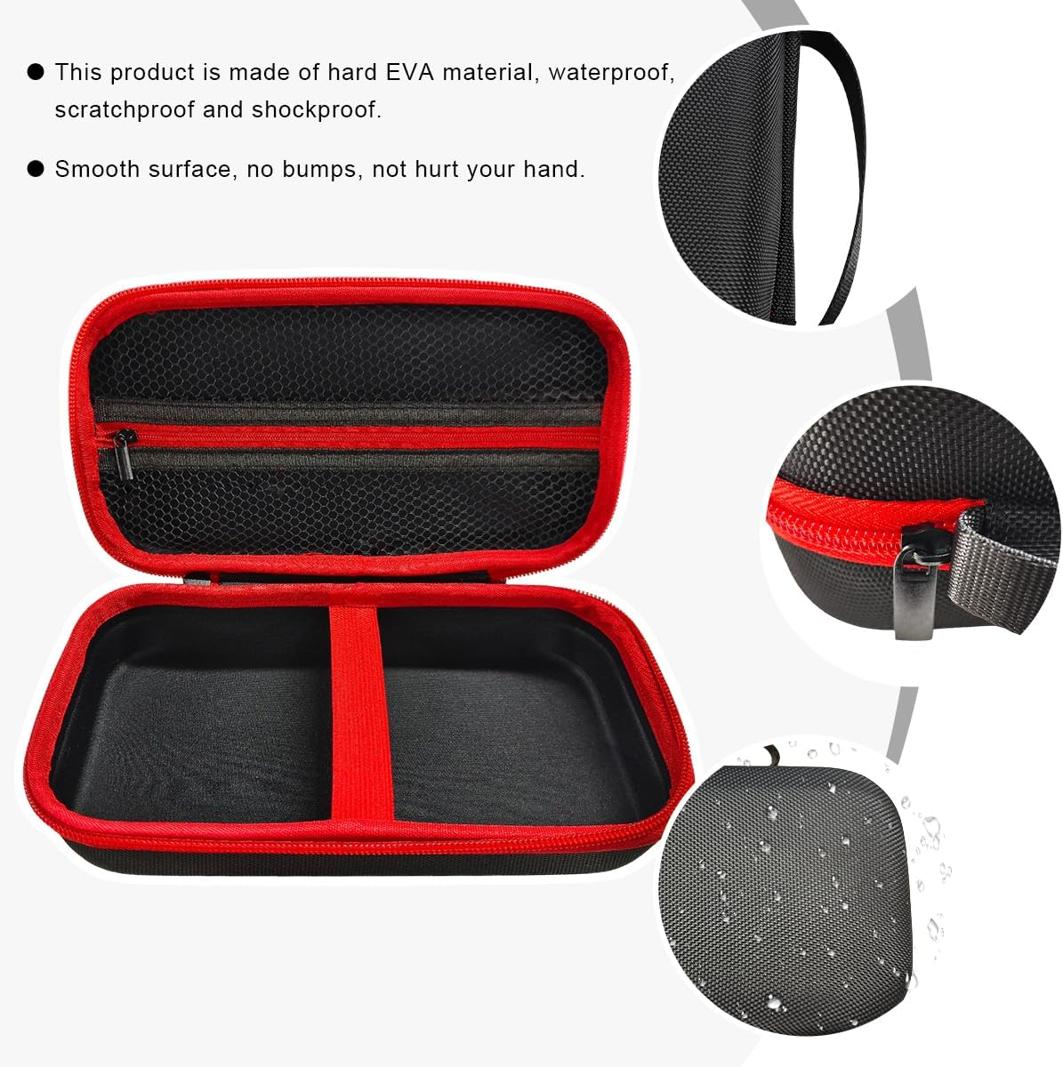 Tire Inflator Portable Air Compressor Case, 120 PSI Air Pump Storage Box for USB Cable Connector Accessories, Hard Carrying Case Compatible with Most Handheld Tire Inflators (Red) - Black image number 3