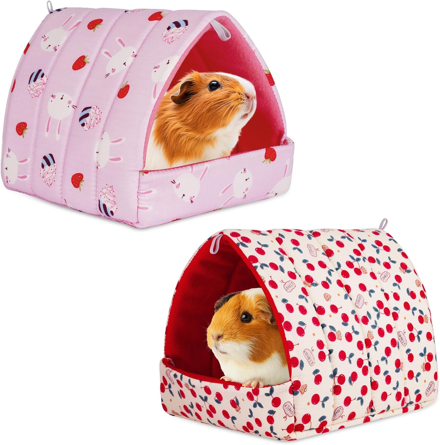 HOTUT Guinea Pig Bed,2Pcs Cave Cozy Hamster Small Animal Beds Hideout,Warm Guinea Pig House,Washable Small Animal House Cage Accessories for Chinchillas,Hamsters,Dwarf Rabbits