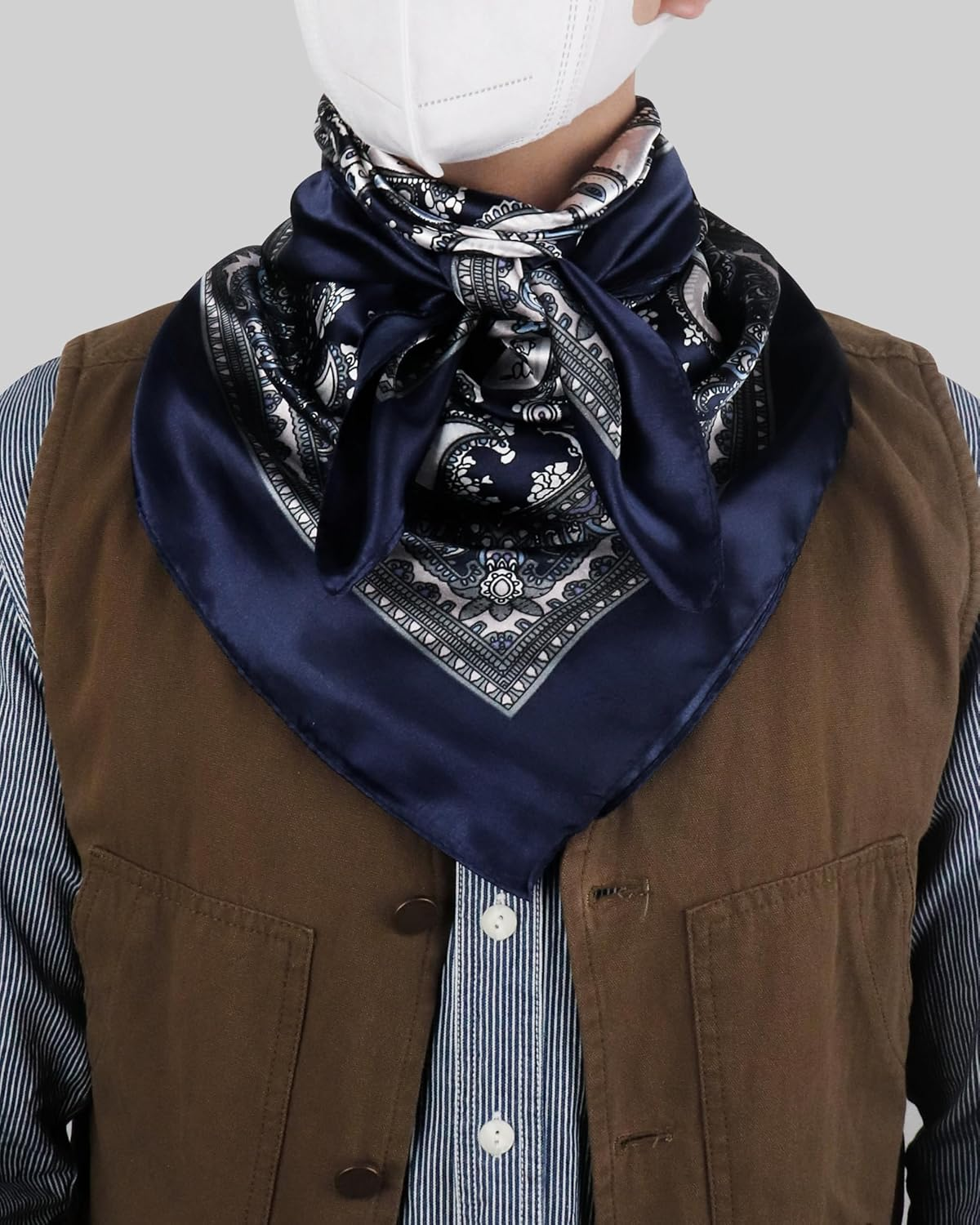 Hymeiluely 35 Inch Wild Rag Cowboy Bandana Scarves for Men, Large Neckerchief Silk Feel Western Neck Scarf for Women image number 5