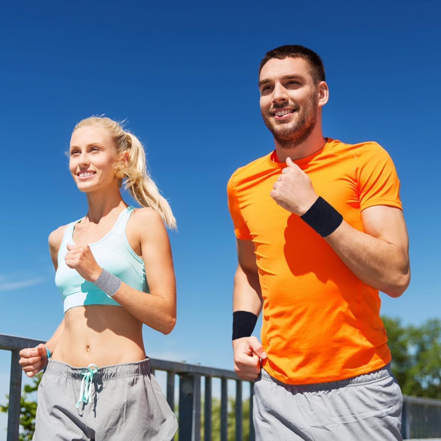 Zhangjunfle Cotton Sweatbands, 12 Piece Set, Sports Wristbands for Tennis, Yoga, Basketball, Men and Women image number 4