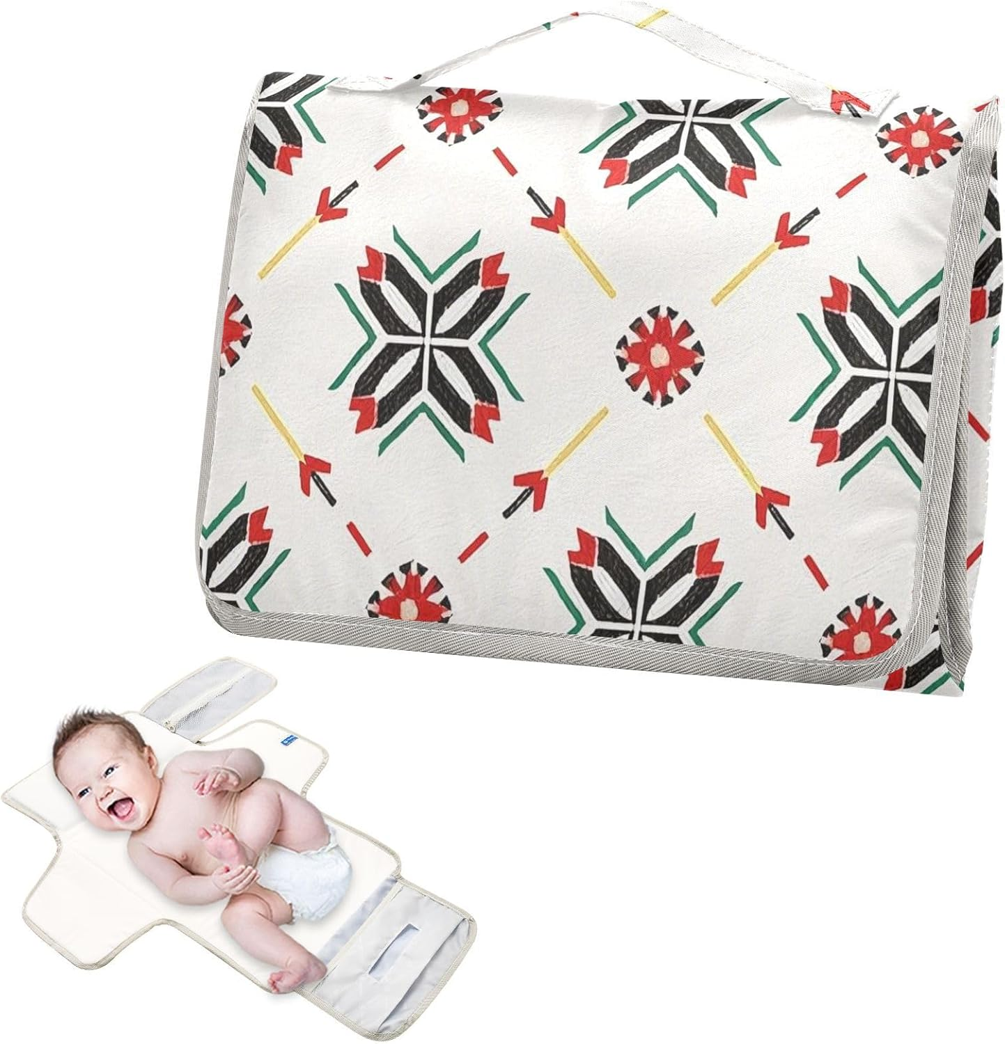 Reusable Changing Pad Covers with Tissue Pocket Boho Arrow Pattern Colorful Changing Pads for Changing Table with Built-In Pillow Cambiadores De Pa?Ales Para Bebes image number 5