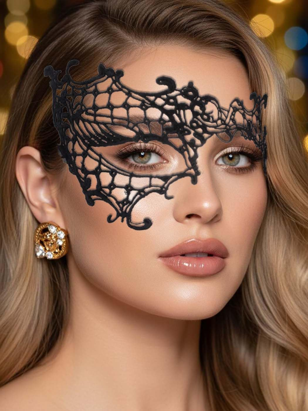 Bounzhi Sexy Masquerade Mask Venetian Lace Mask Fashion Party Eyemask Halloween Mask Ball Costume Accessory for Women image number 6