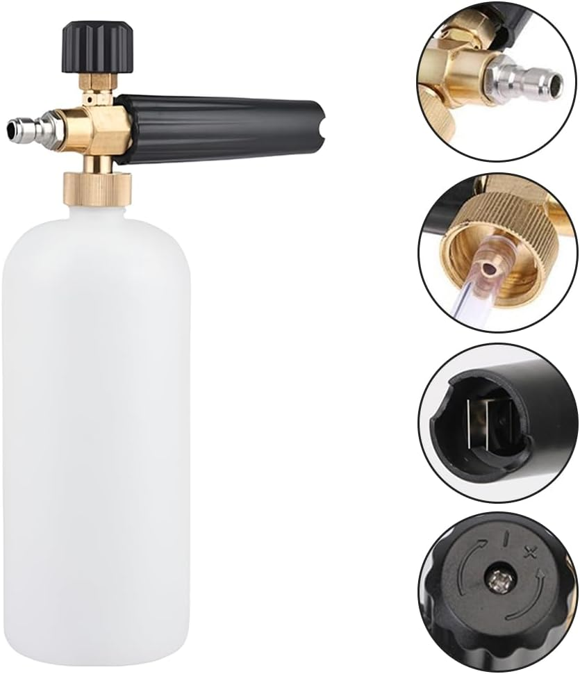 High Pressure Washer Foam Cannon Kit with 1/4&rdquo;Standard Quick Connector,1 L Bottle Snow Foam Lance,5 Adjustable Pressure Washer Spray Nozzle Tips for Car Floor Deck Windows Cleaning image number 5