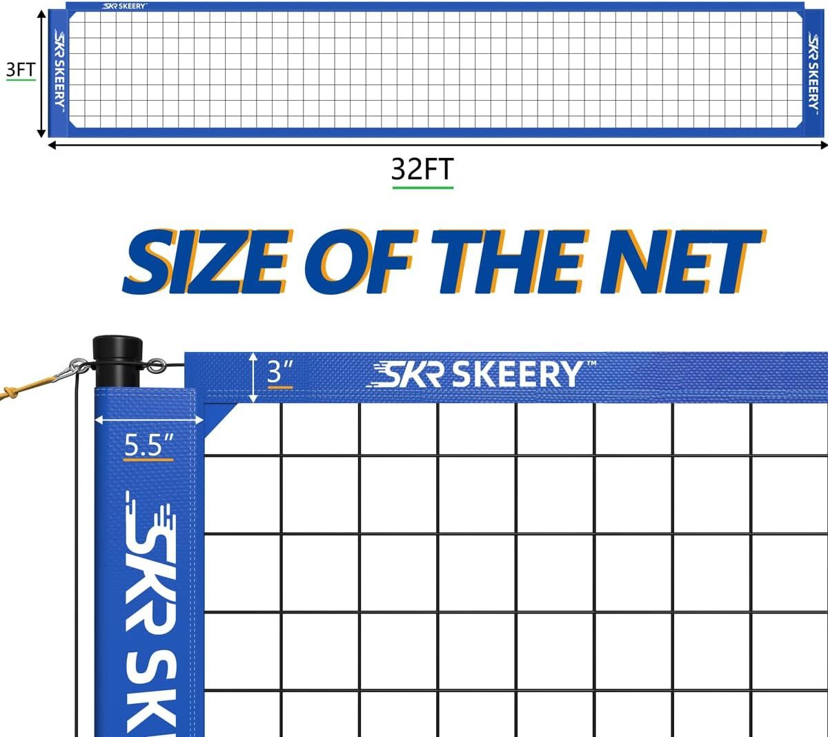 Outdoor Heavy Duty Volleyball Net Set, Anti-Sag Design, Adjustable Aluminum Poles, Portable Volleyball Net for Backyard,Grass and Beach image number 2