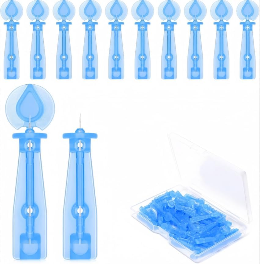 Blue Blackhead Remover Needles, 50Pcs Blackhead Acne Pimple Popper Needles, Acne Pimple Popper Needle Remover Tools for Women Home Use image number 1