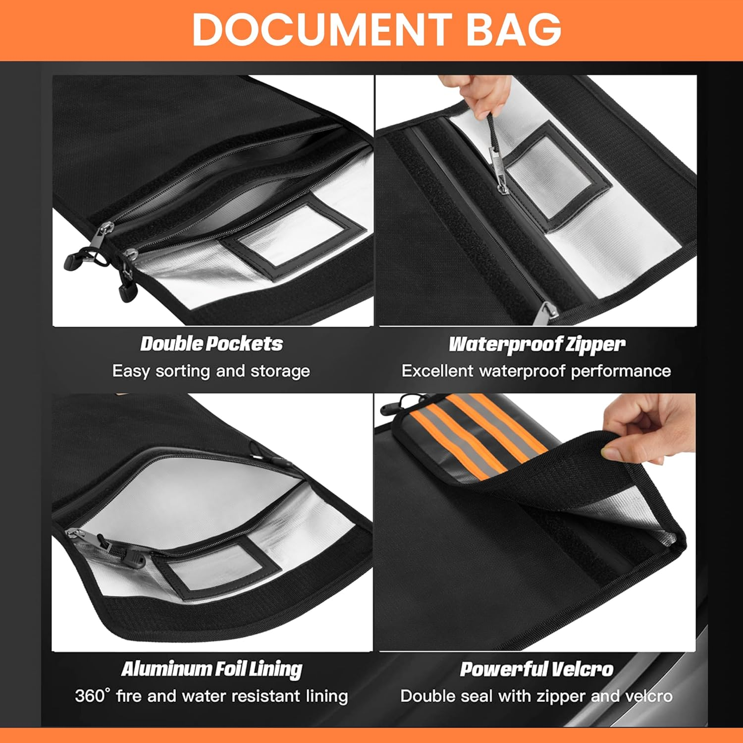 100% Aussie Owned - Twaca- Fireproof Document Bag and Money Bag Combo, Fire Protection for Legal Documents Jewelry, Firesafe Envelope for Money, Passport and Cards image number 6