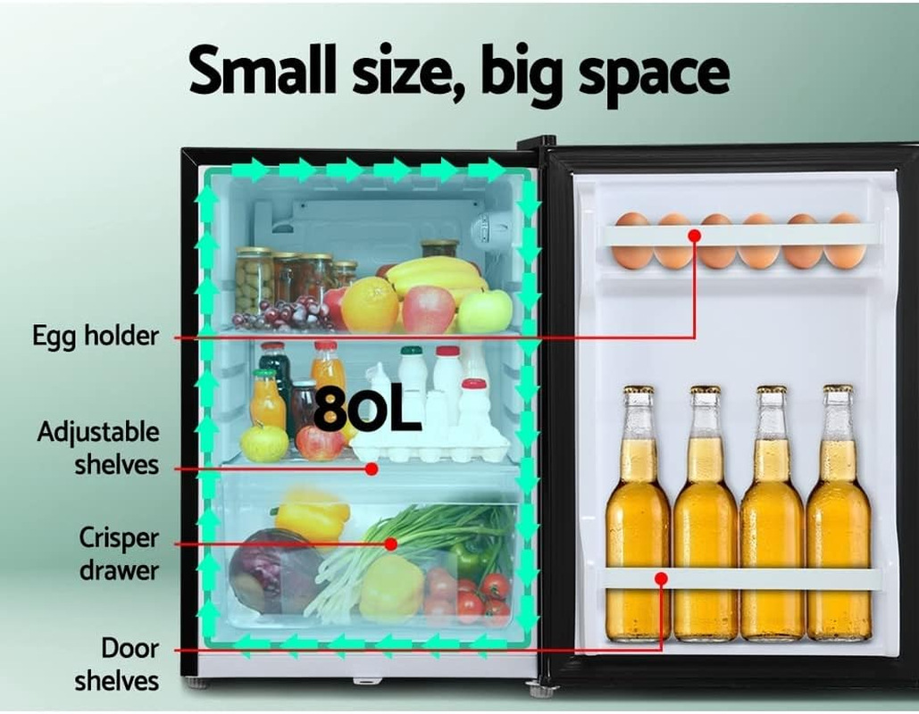 Glacio 80L Mini Fridge without Freezer, Single Door Compact Refrigerator for Dorm Bedroom Office RV Caravan, Adjustable Thermostat, 12/240V Lower Power Consumption image number 5