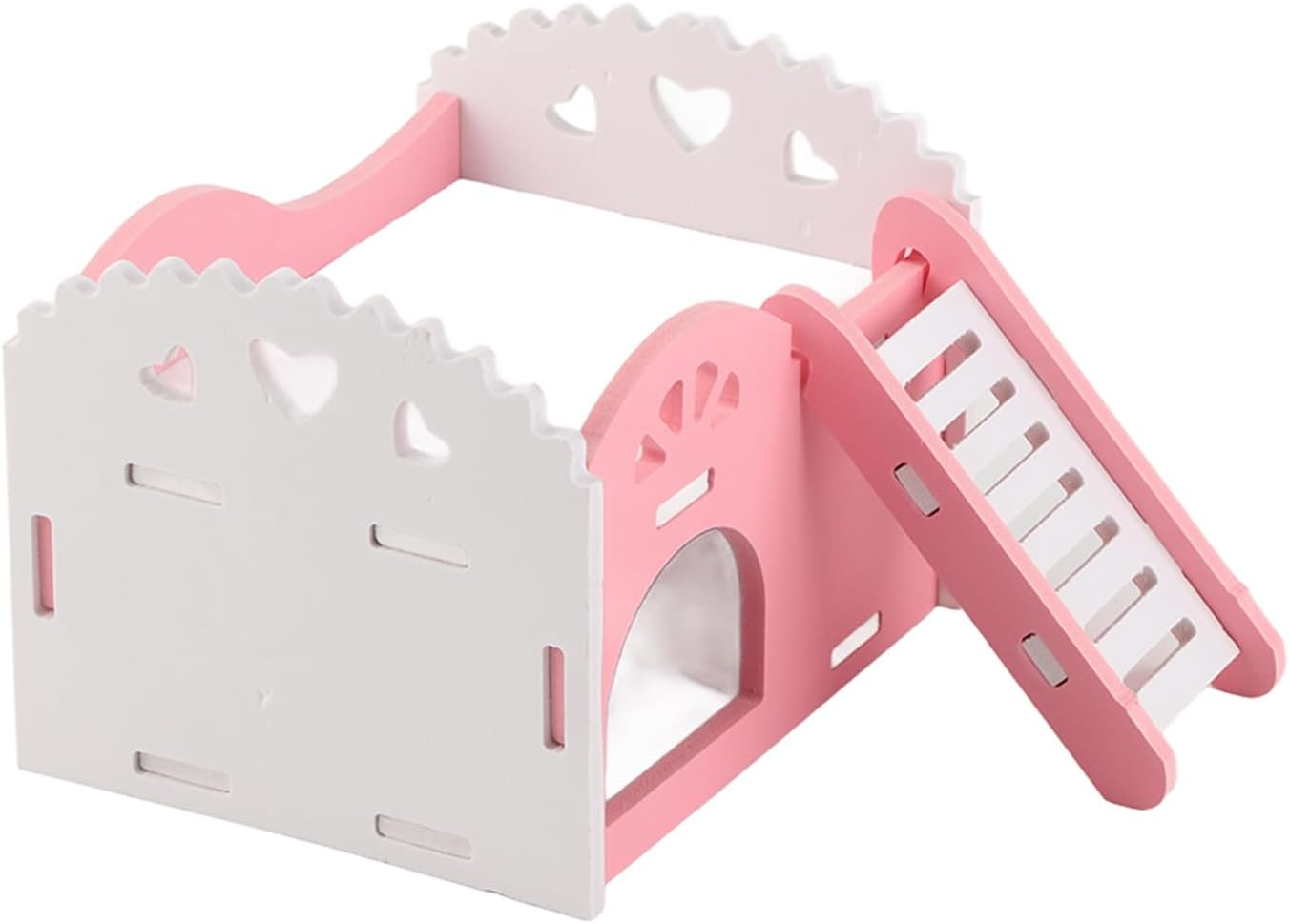 2-Layer Wooden Pet Castle House, 15X11X11Cm, Small Animal Sleeping Nest with Stairs, Waterproof Hamster Hideout for Guinea Pig, Chinchilla, Gerbil image number 5