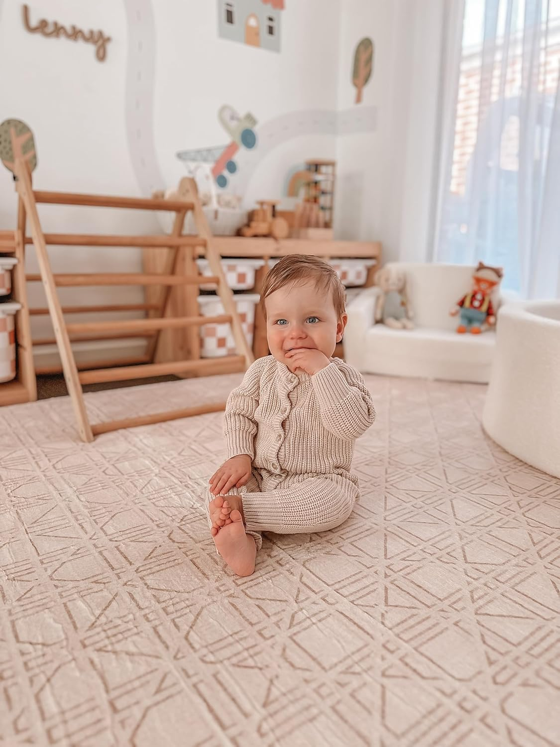 Play Rug - Plush Premium Quality High Density Foam & Mink Blend | Soft, Elegant Play Mat for Babies, Toddlers & Family Spaces (Gener&ouml;s 200&times;150 Cm) (Coastal) image number 1