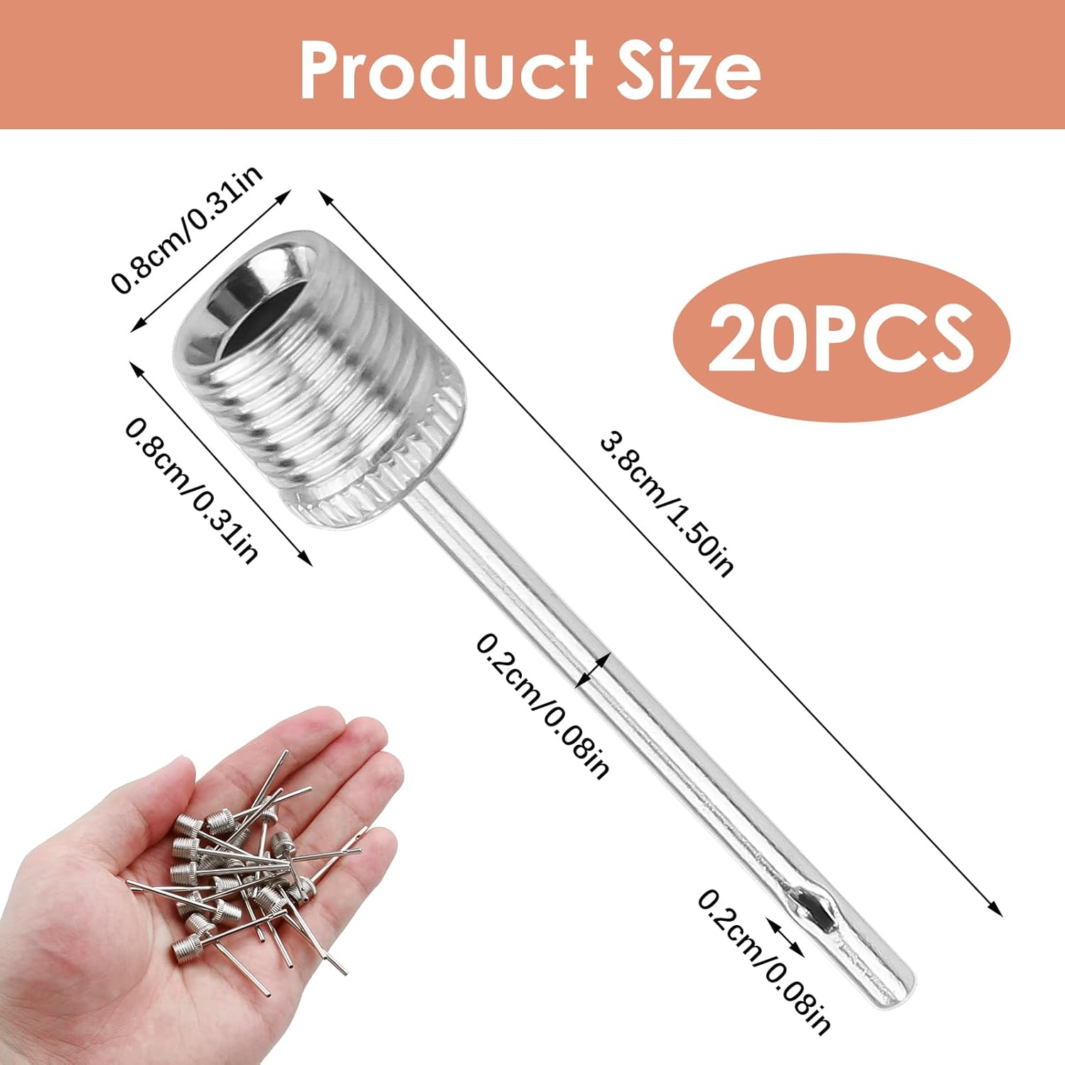 20 Pcs Ball Pump Needle, Sports Inflating Pin Nozzle, Ideal for Blowing up Football, Basketball, Volleyball, and Other Sports Balls image number 4