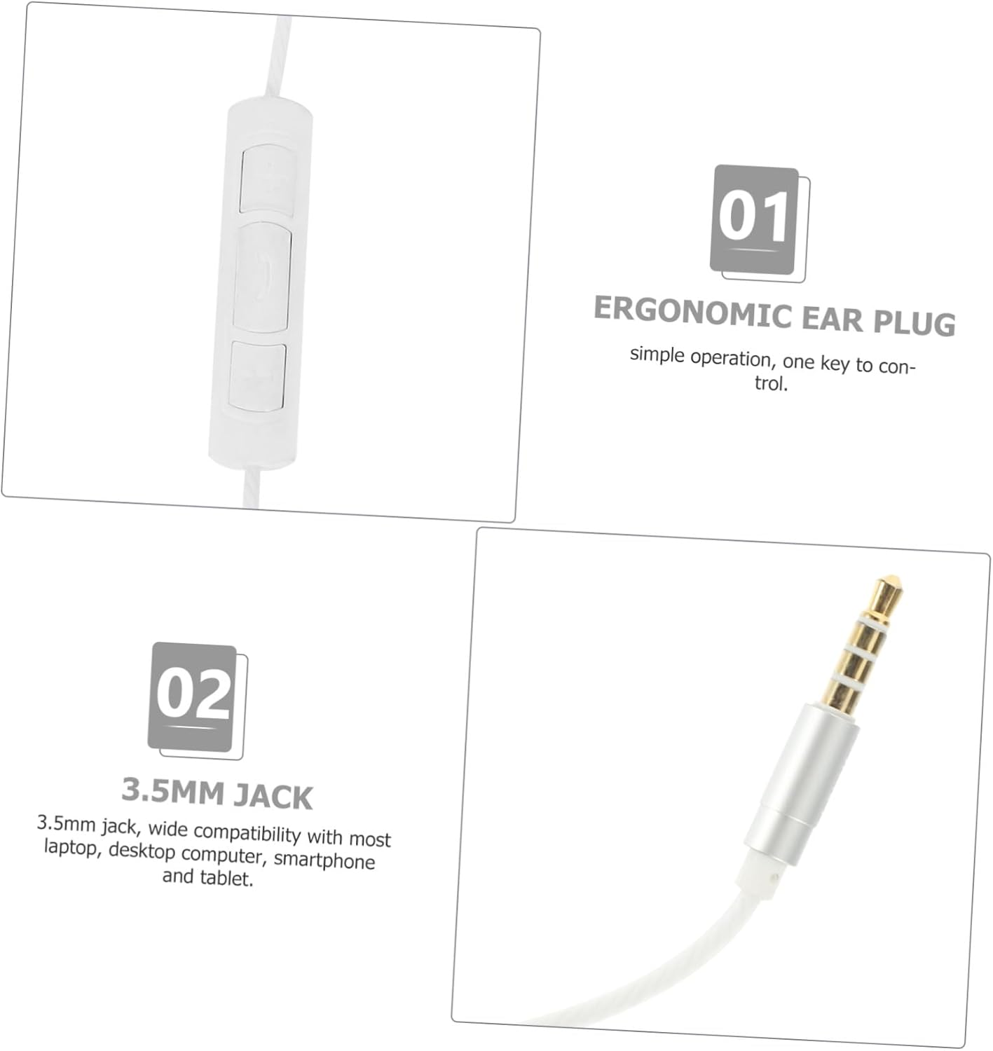 YOSADIER -Ear Earphone with 3.5Mm Jack Wired Ear Buds Ergonomic Design Noise Isolation Stereo Sound Compatible with Phone Tablet Laptop for Daily Use image number 6