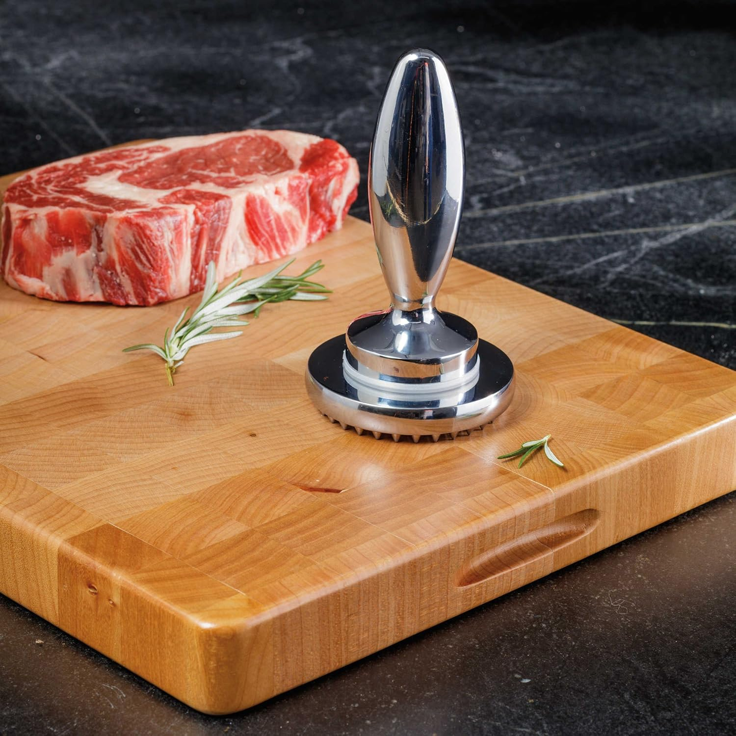 Reversible Meat Tenderizer and Pounder Commerical Dual Sided Meat Tenderizer Mallet Marinating Prep Tool image number 3
