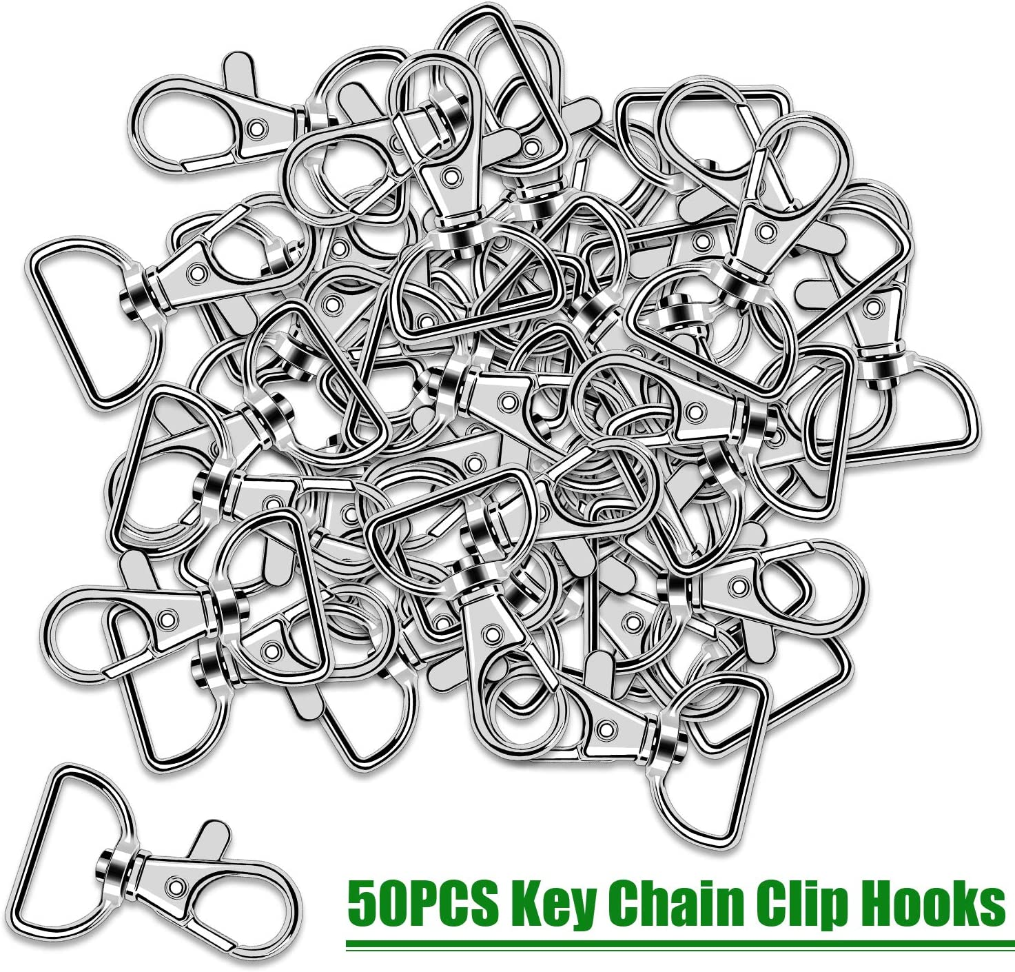 50PCS Swivel Clasps Lanyard Snap Hooks, Premium Key Chain Clip Hook Lobster Claw Clasp for Keychain Sewing Projects (3/4&rdquo;Inside Width) (Silver) - Silver image number 3