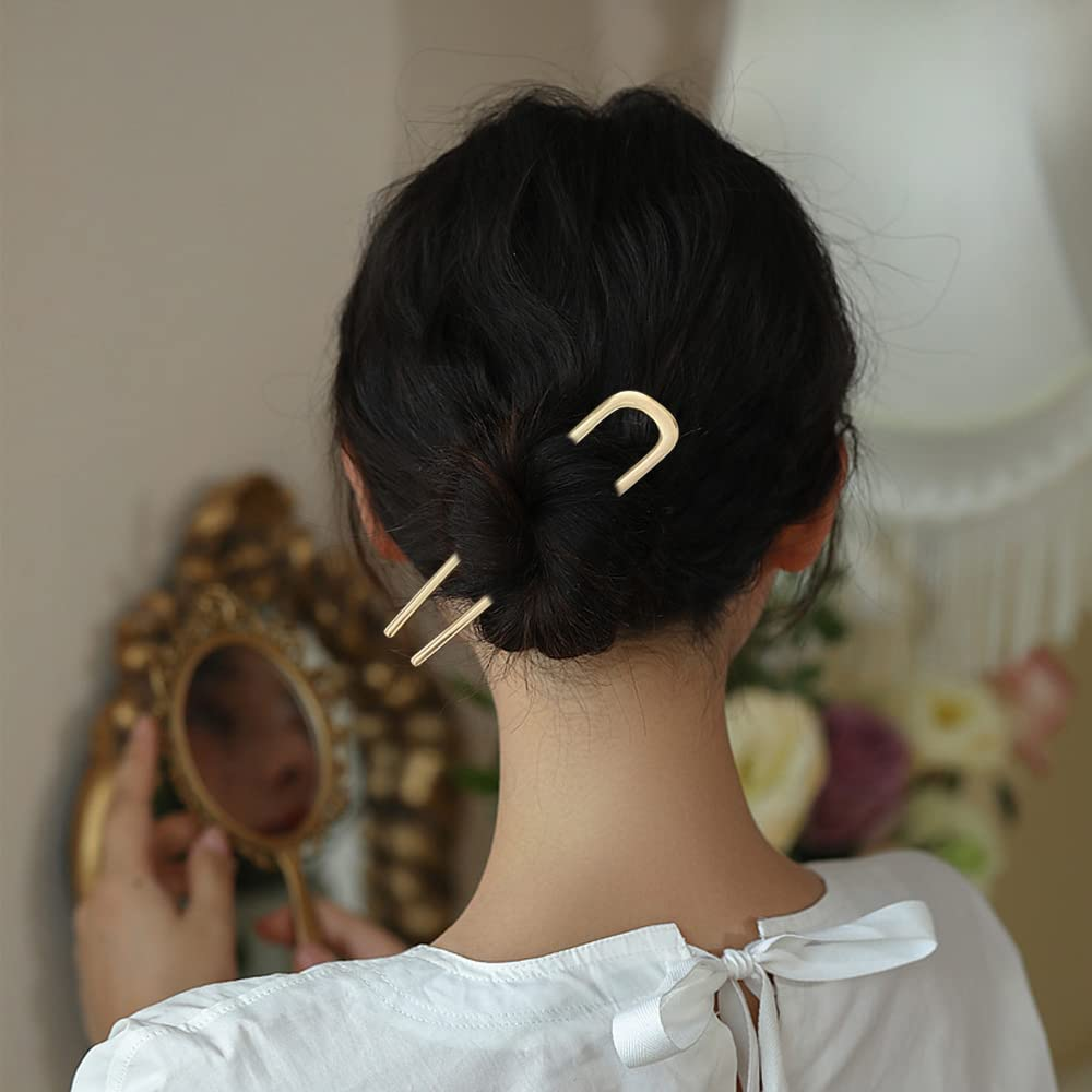 Metal Hair Pin U Shape Vintage Hair Pin for Longer and Thicker Hair Metal Hair Fork Updo Metal Hair Clips Hair Pins (2 Colors) image number 3