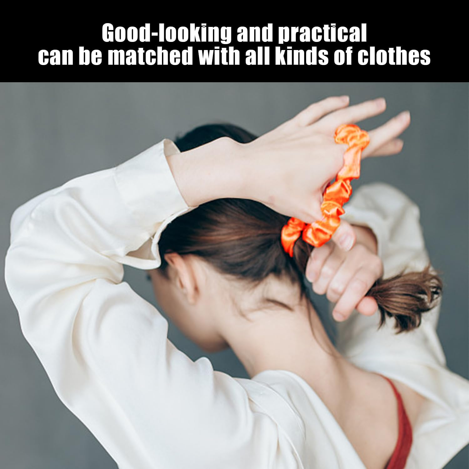 Pack of 4 Neon Coloured Hair Bobbles, Satin Hair Bobbles for Women, Elastic Hair Bobbles, Elegant Hair Bobbles, Hair Bobbles for Women and Girls image number 3