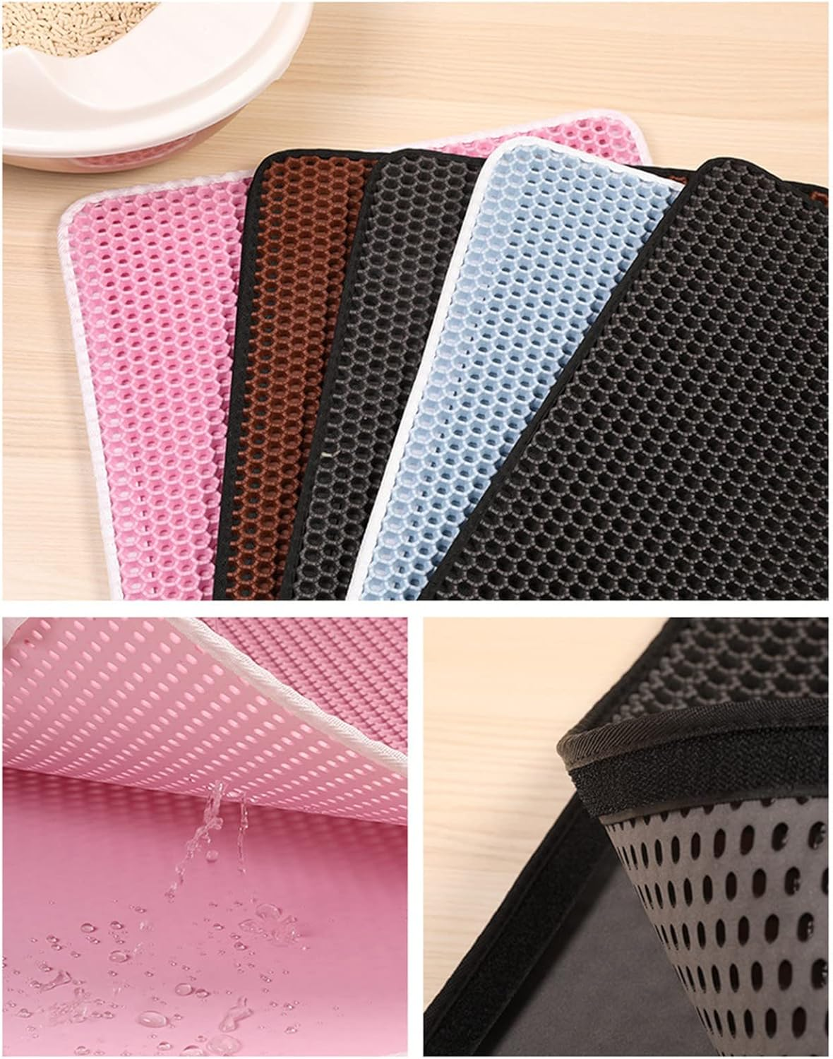 Cat Litter Mat, Litter Collection Mat, Soft, Double Layer, Waterproof Backing, Cat Litter Mat, EVA Material, Prevents Slipping, Pet Mats for Kittens, (Baby Blue, 40 X 50 Cm) image number 6