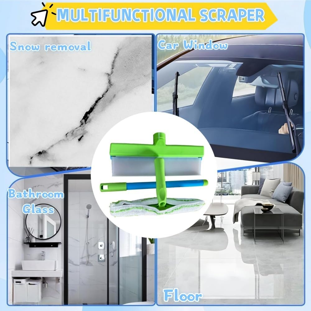 Blade Window Cleaning Kit, Aqua Blade Squeegee, Silicone Window Squeegee Kit, 3 in 1 Window Cleaning Scraper for Shower Glass Mirror Door Car image number 4