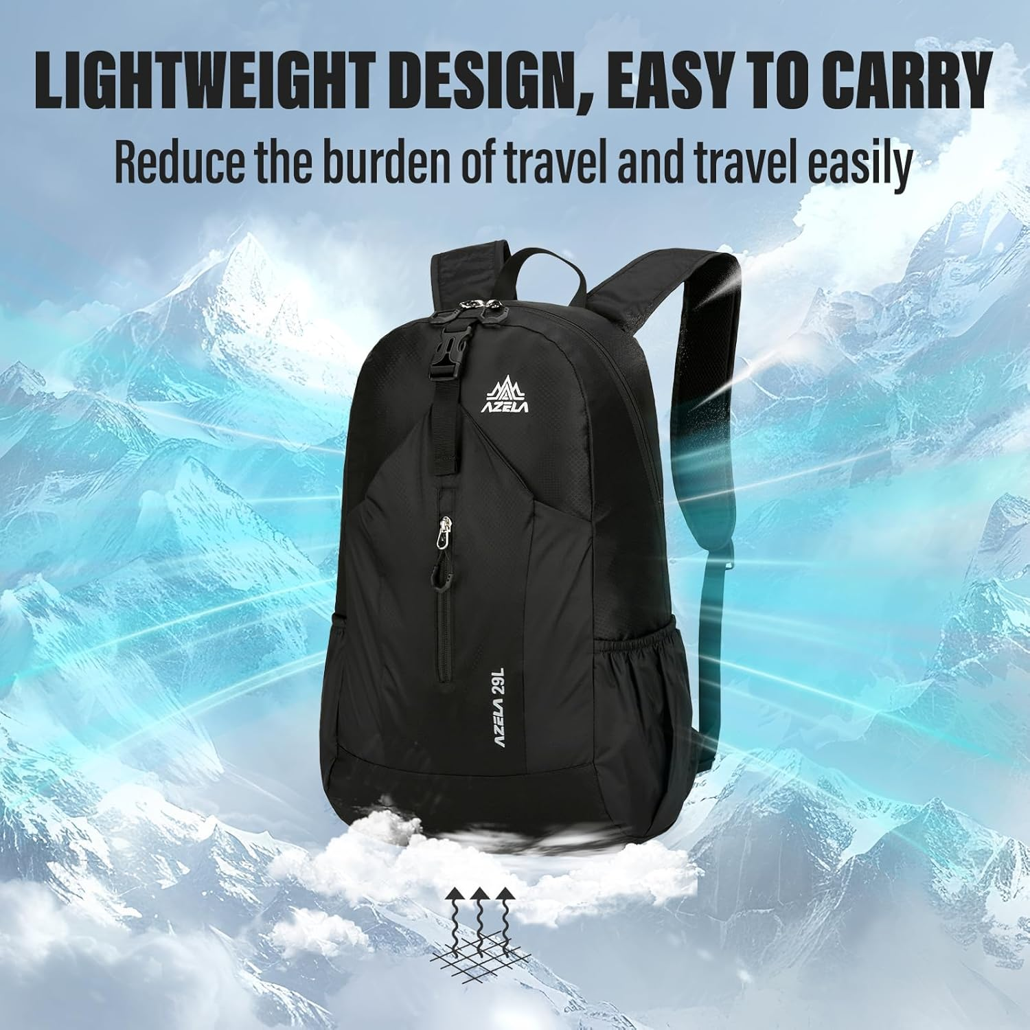 Viiotu Foldable Backpack 29L - Lightweight Water Resistant Hiking Daypack with Expandable Storage for Travel & Outdoor Activities image number 5