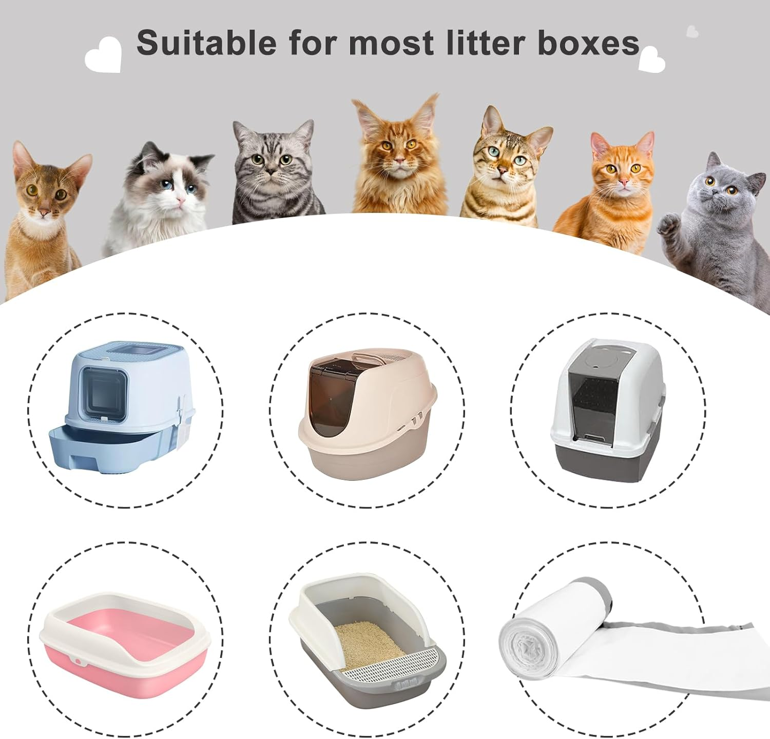 MEILANHUI 20 Count Cat Litter Box Liners, 53 X 28 CM Cat Litter Bags Compatible with Automatic Self-Cleaning Robot Thick Heavy Duty Drawstring Replacement Litter Box Liners
