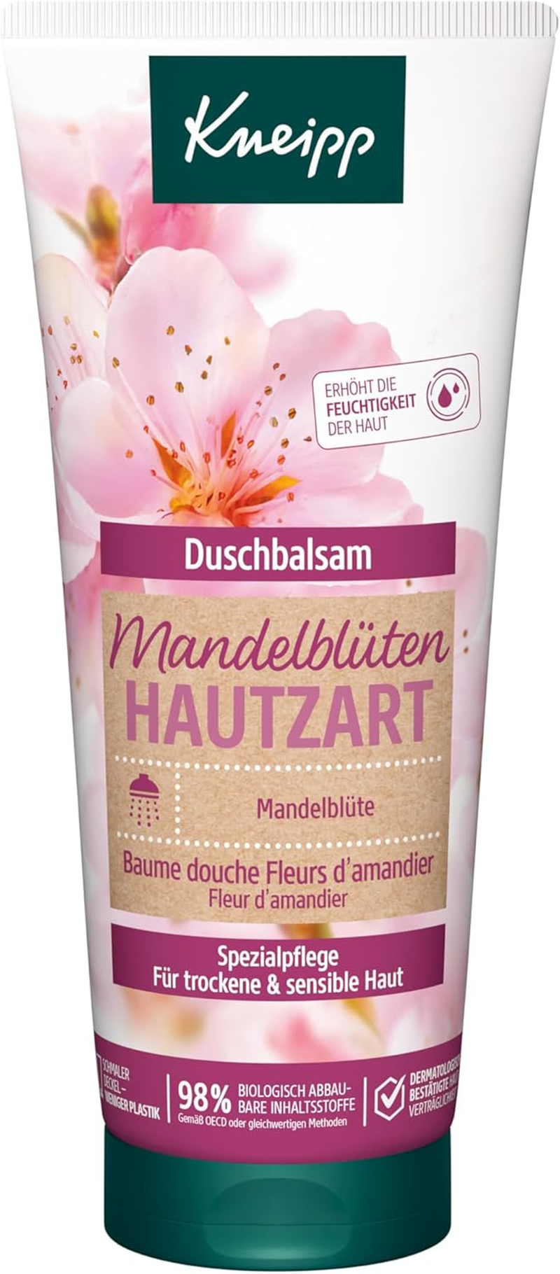 Kneipp Shower Balm Almond Blossom Skin Delicate - Moisturising Shower Cream with Almond Milk and Almond Oil for Smooth Skin - Multipack 6 X 200 Ml