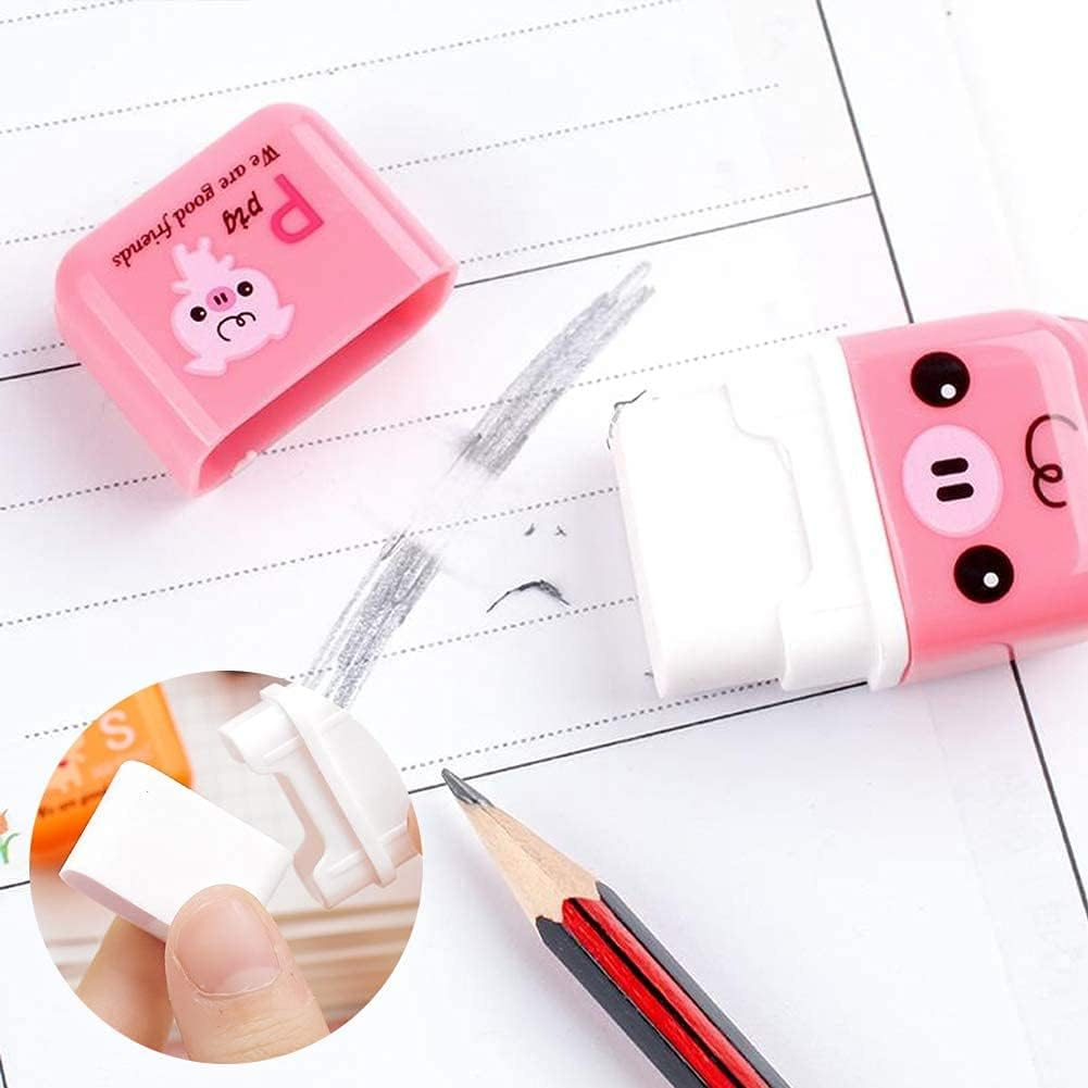 Cute Pencil Erasers for Kids, 24 Count & 6 Colors, White, Purple, Blue, Green, Pink, Orange, Fun Party Favor & School Supplies, Kawaii Drawing Eraser for Boys and Girls (SZE24B) image number 6