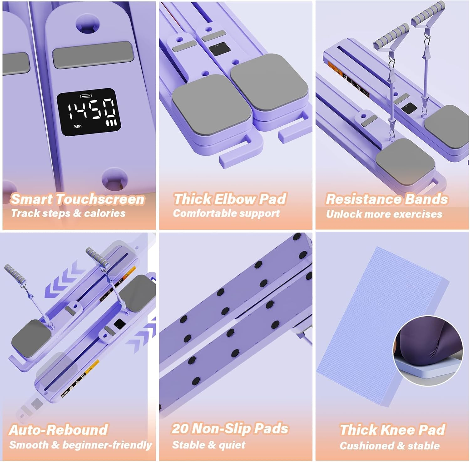 Upgraded Pilates Reformer Machine - 6-In-1 Fitness Board & Pilates Equipment Set with Ab Workout Equipment,Multifunctional Push-Up Board,Resistance Bands, Balance Board & Timer for Full Body Workout image number 2