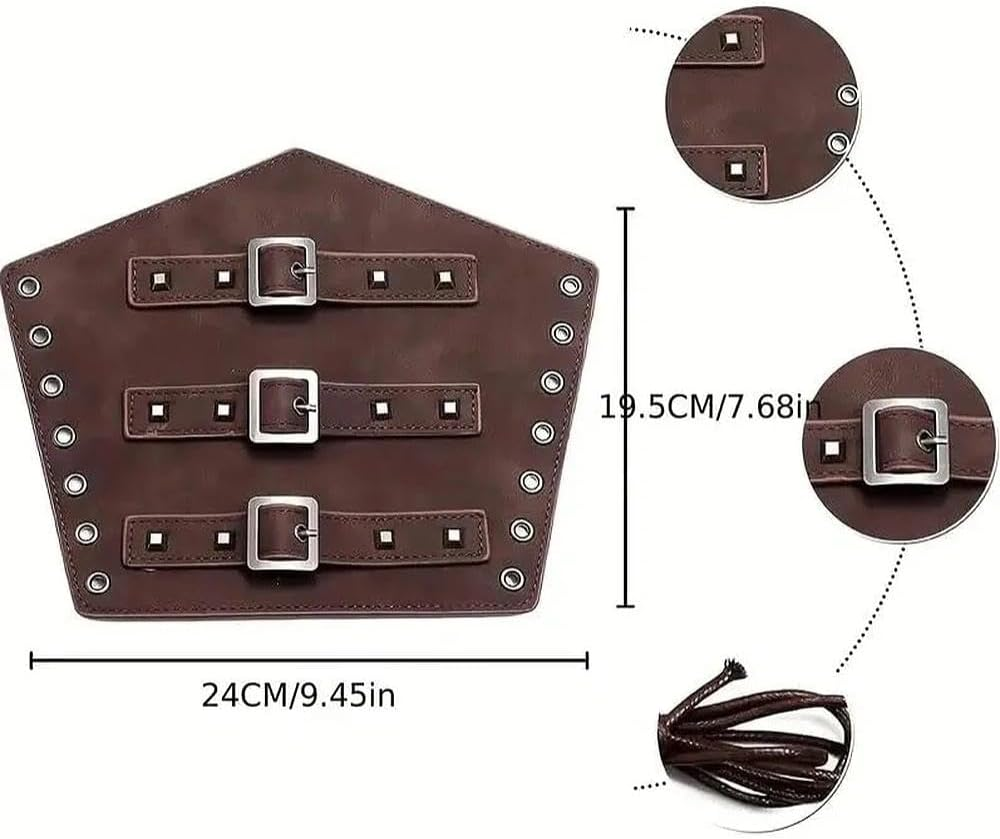 Medieval Accessories Arm Guards with Ring Belt Renaissance Bracers for Cosplay Knight Costume Adjustable Set for Adults SZTTY image number 4