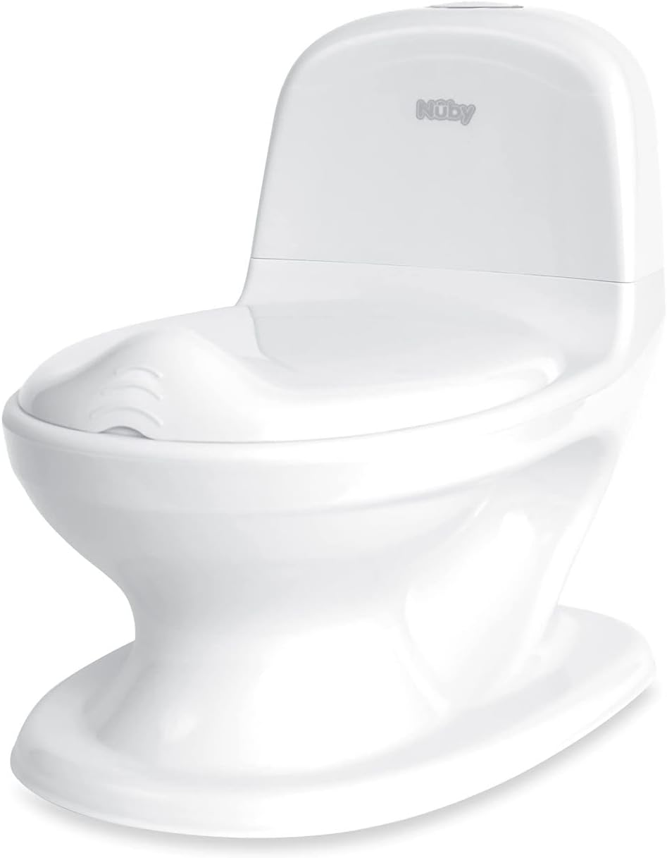Nuby My Real Potty Training Toilet with Life-Like Flush Button & Sound for Toddlers & Kids, White