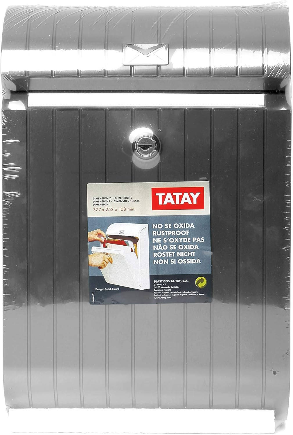 TATAY Mailbox Piccolo, Modern Design, Anthracite Grey, Made of Resistant Plastic, Anti-Uv, Easy to Maintain, Ideal for Installation in Both Single-Family Homes and Communities. image number 1