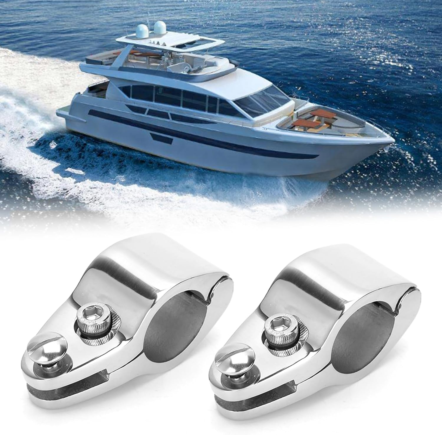 2Pcs 316 Stainless Steel Boat Marine Hinged Upper Jaw Slide Hardware Fittings Suitable for Boats, Yachts(30Mm)