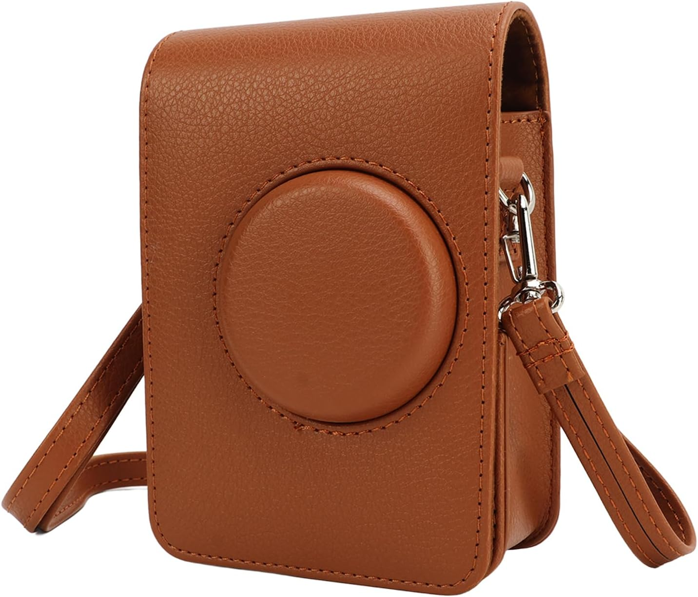 For Mini EVO Case, Retro PU Leather Camera Bag Case Cover Camera Carrying Bag with Adjustable Strap, Protective Camera Case for Mini EVO (Brown) image number 4