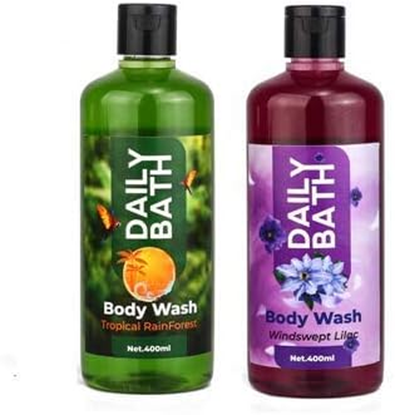 Jeehukm All Skin Types Daily Bath Body Wash Tropical Rain Forest & Windswept Lilac Pack of 2 (400 ML EACH) BATH LOAF FREE image number 2