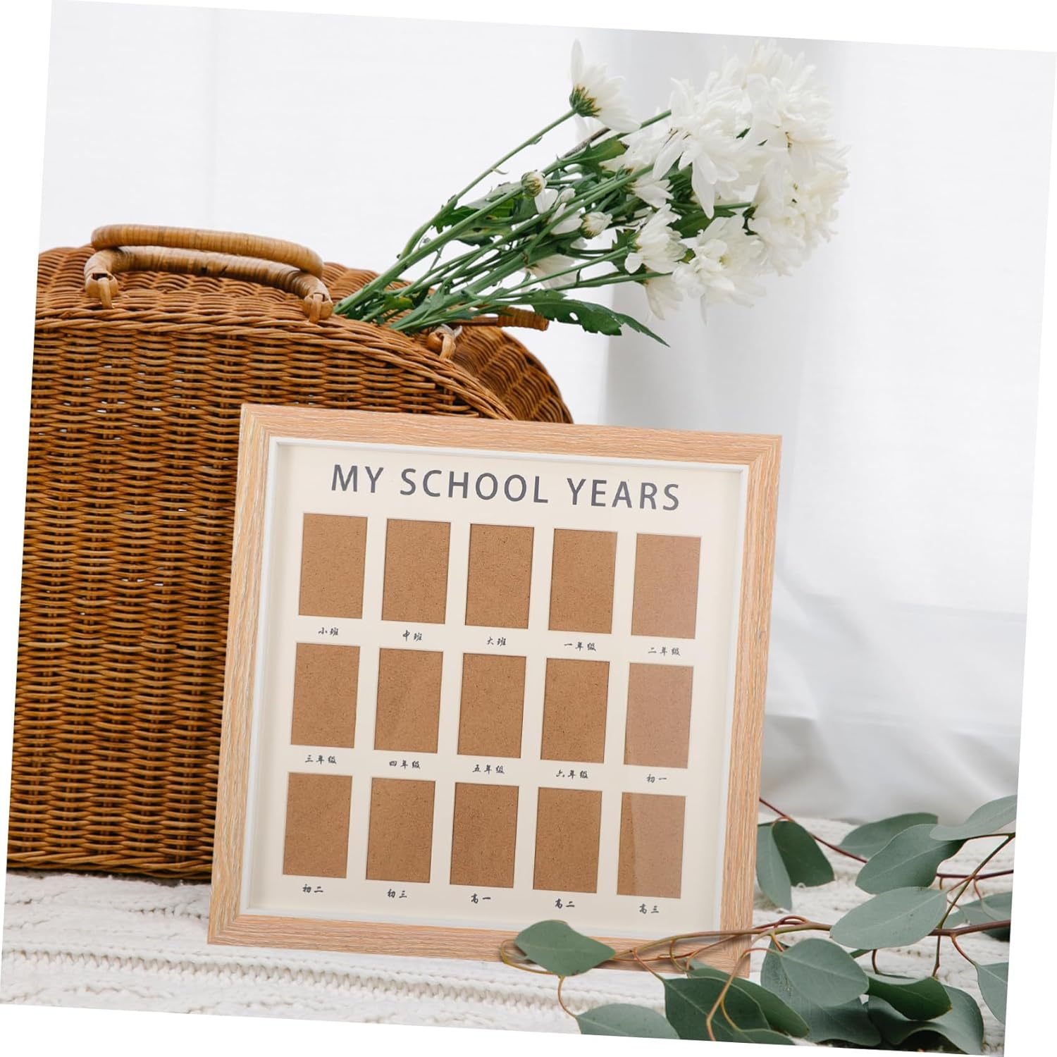 School Picture Frame Collage Durable Tabletop Photo Holder for Newborn to Graduation Memories Beautiful Growth Record Display for Home and Art Gallery