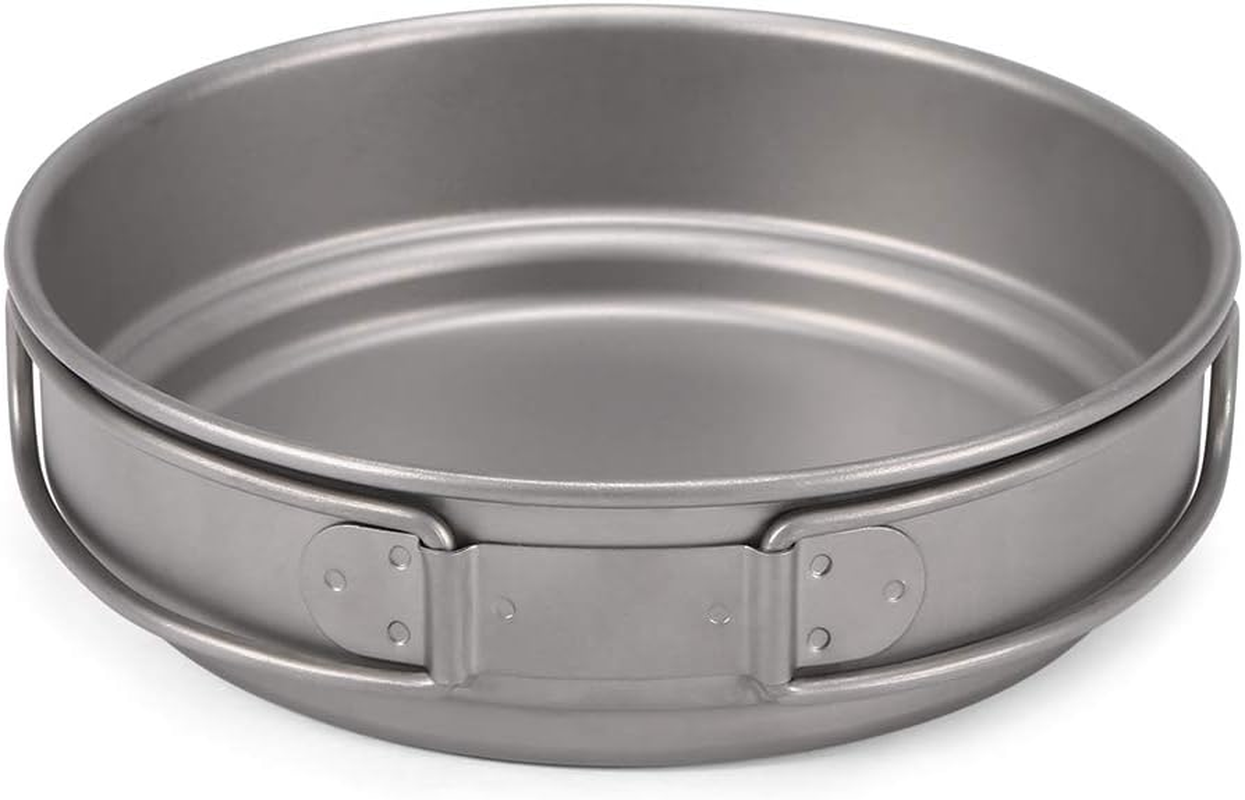 LAPOOH Camping Titanium Cookware Set 1000Ml 750Ml Pot Pan Spoon Set for Outdoor Camping Hiking Backpacking Picnic Cooking Equipment