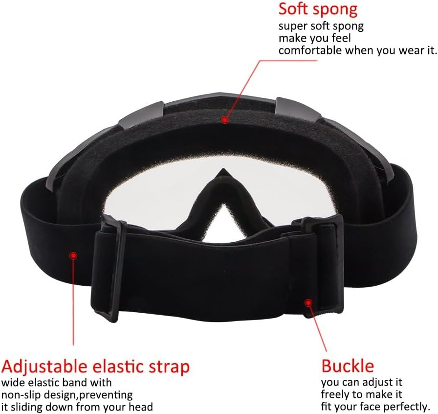 Motorcycle Goggles Dirt Bike Goggles Motocross Goggles Windproof ATV Goggles Dustproof Racing Gogglesscratch Resistant Ski Goggles Protective Safety Glasses PU Resin Goggles image number 1