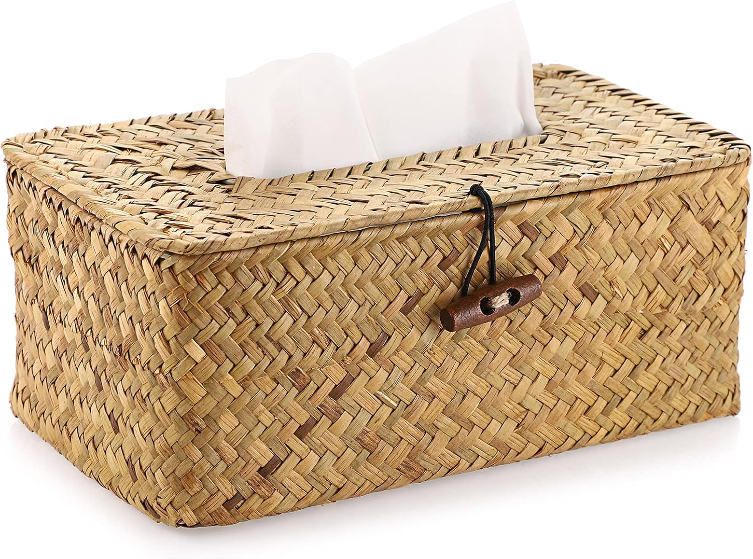 Rectangular Woven Tissue Box Cover, Decorative Paper Napkin Dispenser, Facial Tissue Holder for Home, Office, Car, Table D&eacute;cor (Coffee)