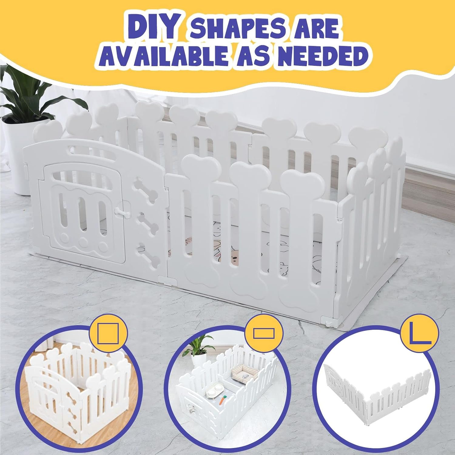 Pet Scene 2In1 Dog Crate Cage Portable Whelping Box Pet Playpen Enclosure Puppy Dog Kennel Cat Exercise Plastic White Indoor & Outdoor image number 2