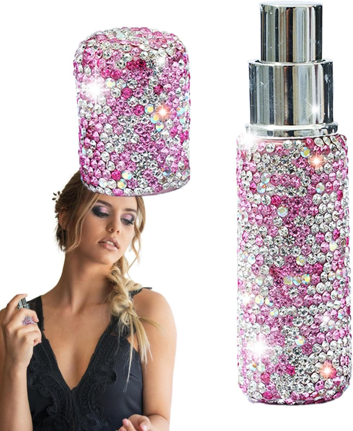 Gvblkq Empty Perfume Spray Bottles, 10Ml Bling Sample Case Glass Atomizer, Refillable Fragrance Oil Sprayer, Small Travel Dispenser for Hair Spray, Well-Made Products