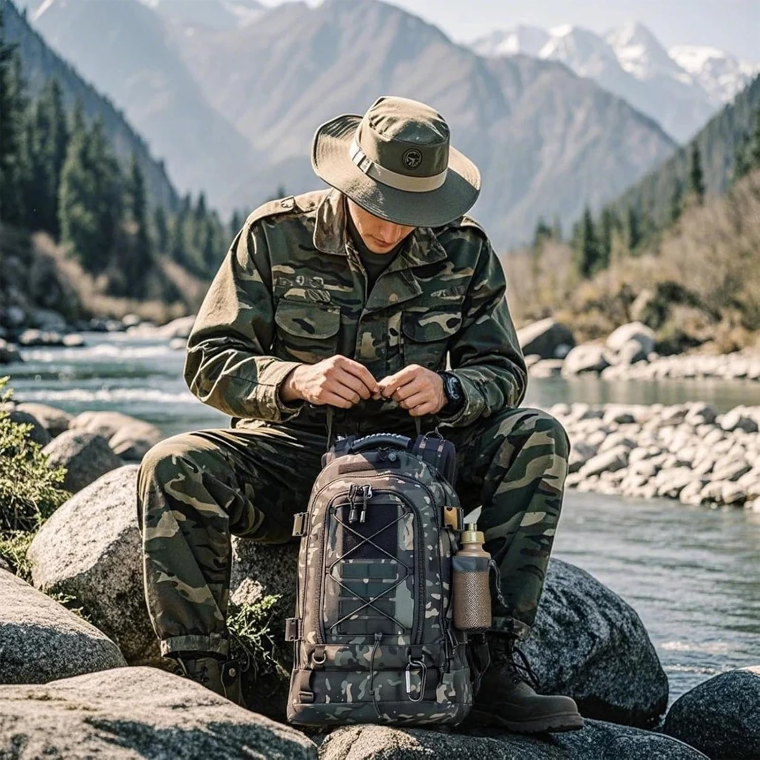 Tactical Backpack Military Army Daypack - Assault Pack for Men Molle Backpacks Bug Out Bag 3 Day Pack for Hiking - Blackcamo image number 2