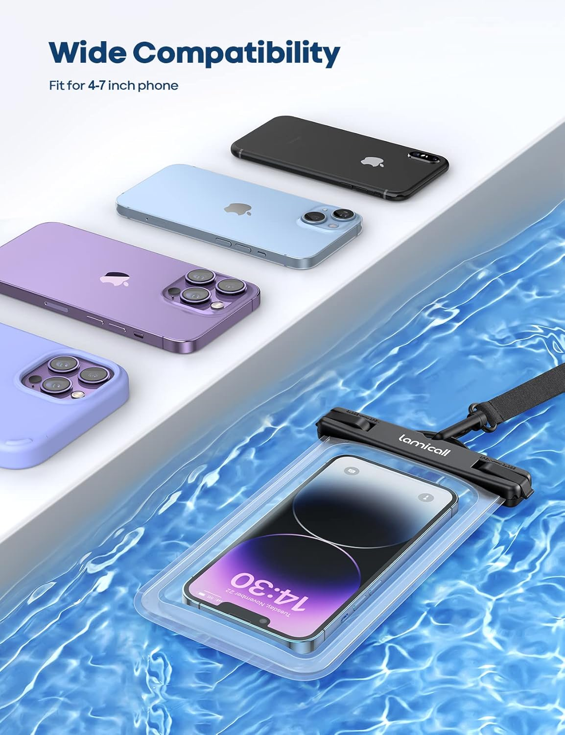 Lamicall Waterproof Phone Pouch Case - [2 Pack][Easy Lock & Heavy Duty] IPX8 Water Proof Cell Phone Dry Bag for Iphone 17 Pro Max Air 16 15 14 plus 13 12 Mini 11, S25 S24, 4-7" Cellphones, Transparent - Transparent image number 5