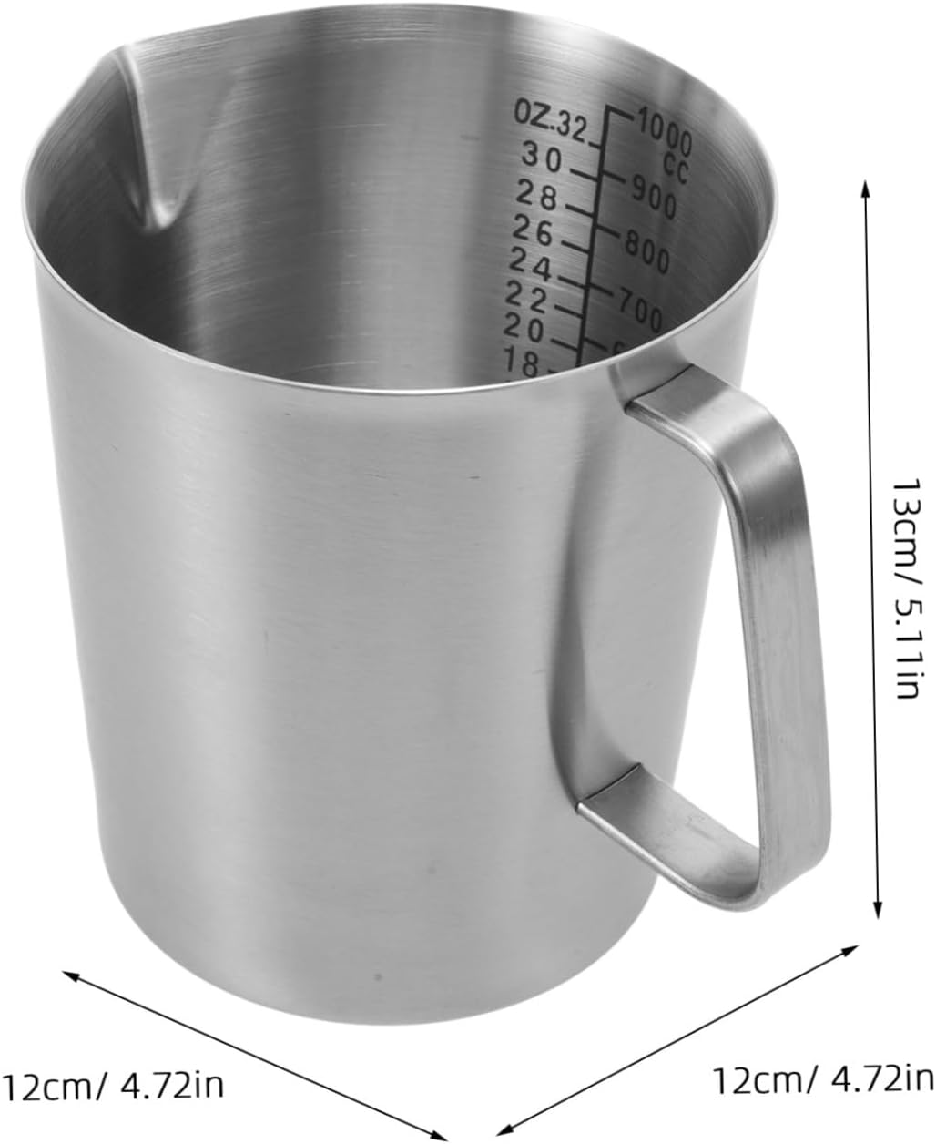 OFFIGAM Large Capacity Measuring Cup Handle Stainless Steel Measuring Cup Scale for Milk Coffee Espresso Frother for Household Use image number 4
