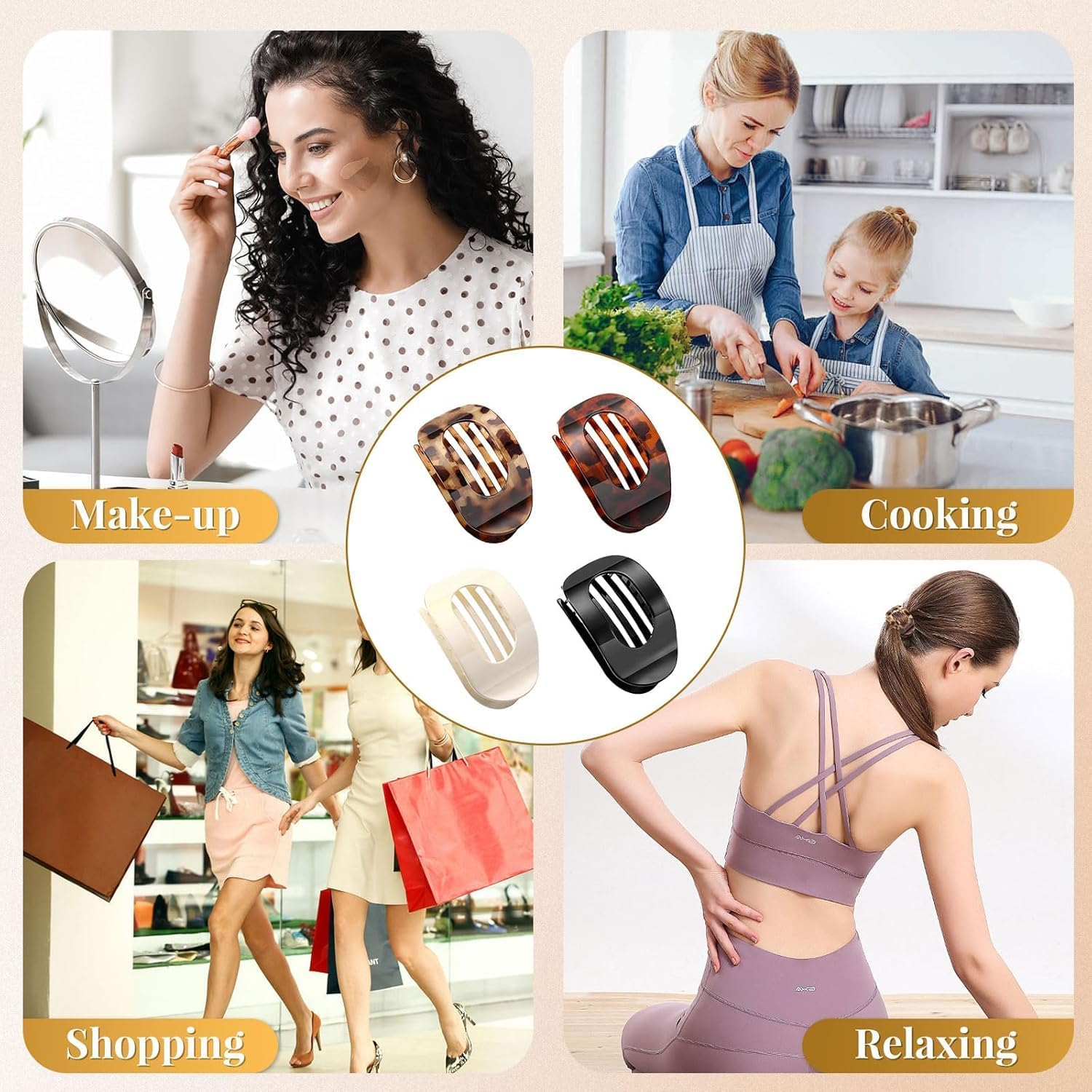 Pack of 4 Flat Hair Clips for Women, Hair Clips for Thin Hair, Duck Bill Shape Hair Clips for Women Girls Thick Thin Hair Styling Hair Clips image number 1