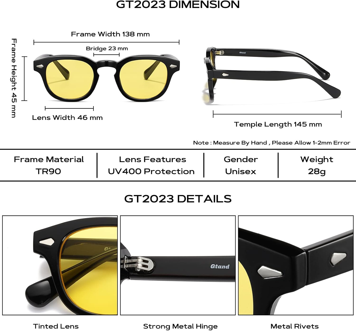 Gtand Unisex Vintage Retro round Style Tinted Sunglasses for Men Women Fashion Circle Sun Glasses 46Mm image number 1