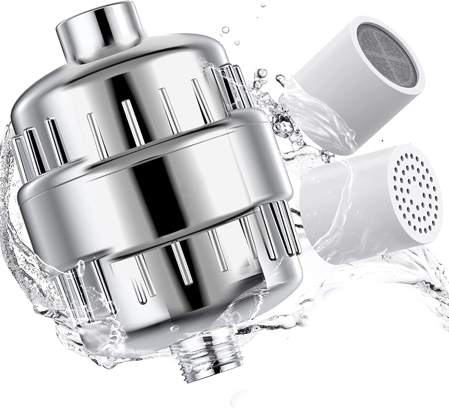 Dogfish 20 Stage Shower Filter,Filtered Shower Head for Hard Water, with 2 Replaceable Filter Cartridges, High Output Universal Shower Water Filter to Remove Chlorine Fluoride Heavy Metals