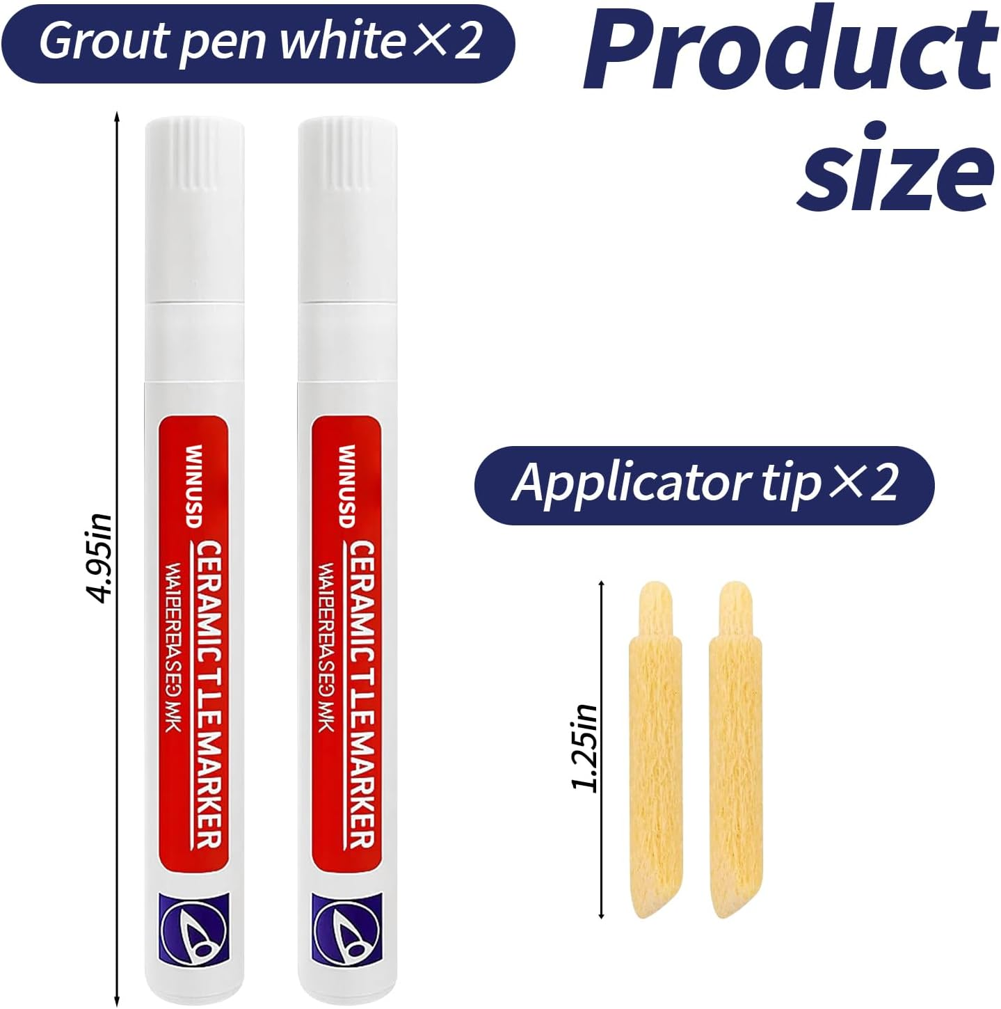 Grout Pen White - 2Pcs Waterproof Tile Repair Marker Kit | Grout Colorant for Stained Lines on Shower Tiles, Bathroom & Kitchen Floors | Bright White Touch-Up Paint, Seals & Cracks​ - White image number 2